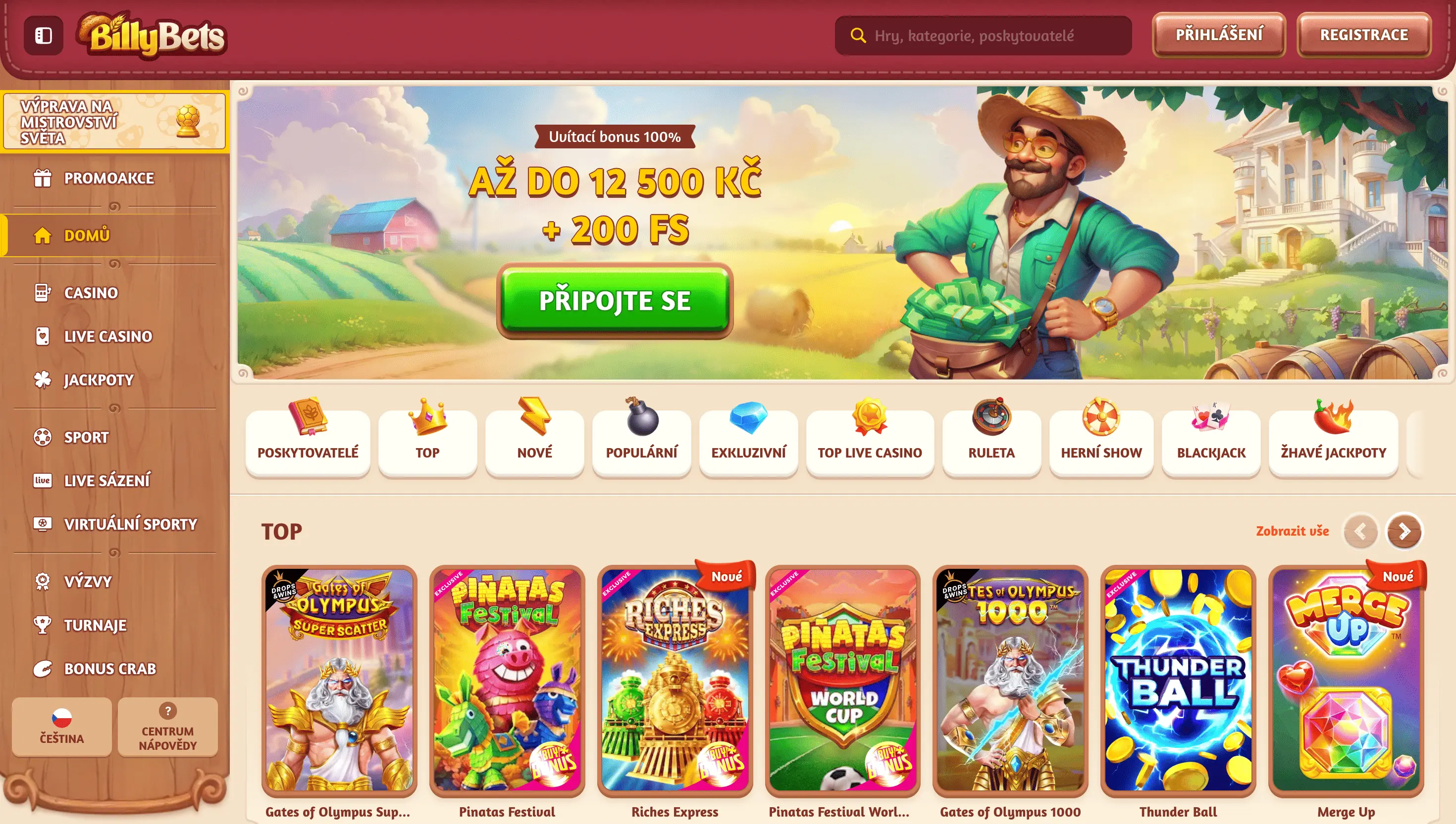 BillyBets Casino – domovská stránka