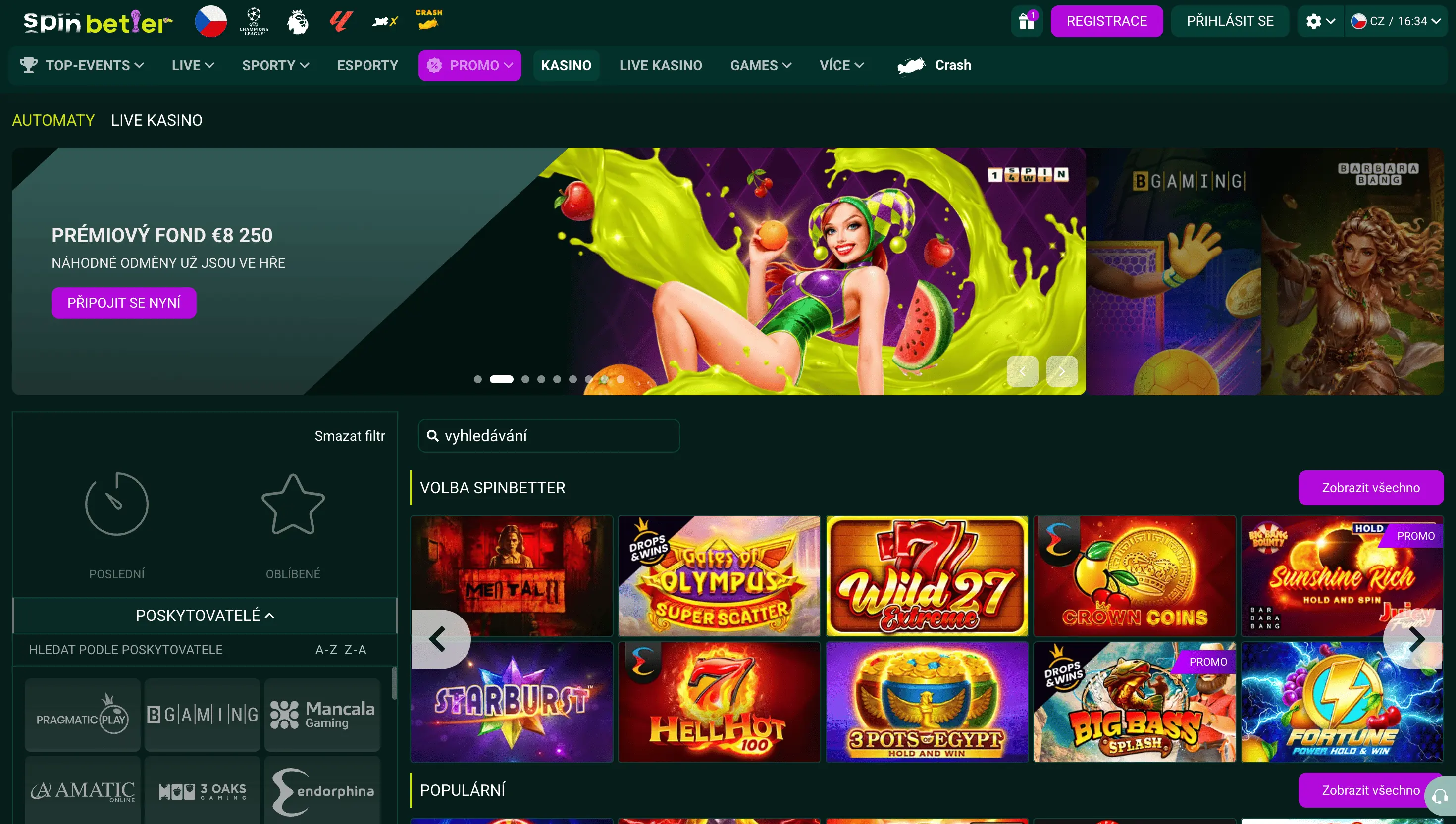 Spinbetter Casino – domovská stránka